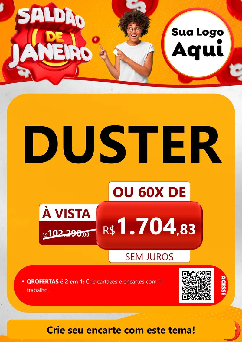 Modelo de Cartaz para Cartaz A4 Vertical com o tema Saldão de Janeiro para Concessionaria de Carros