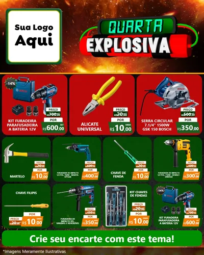 Modelo de Rede Social para Feed Instagram com o tema Quarta Explosiva para Maquinas e Ferramentas