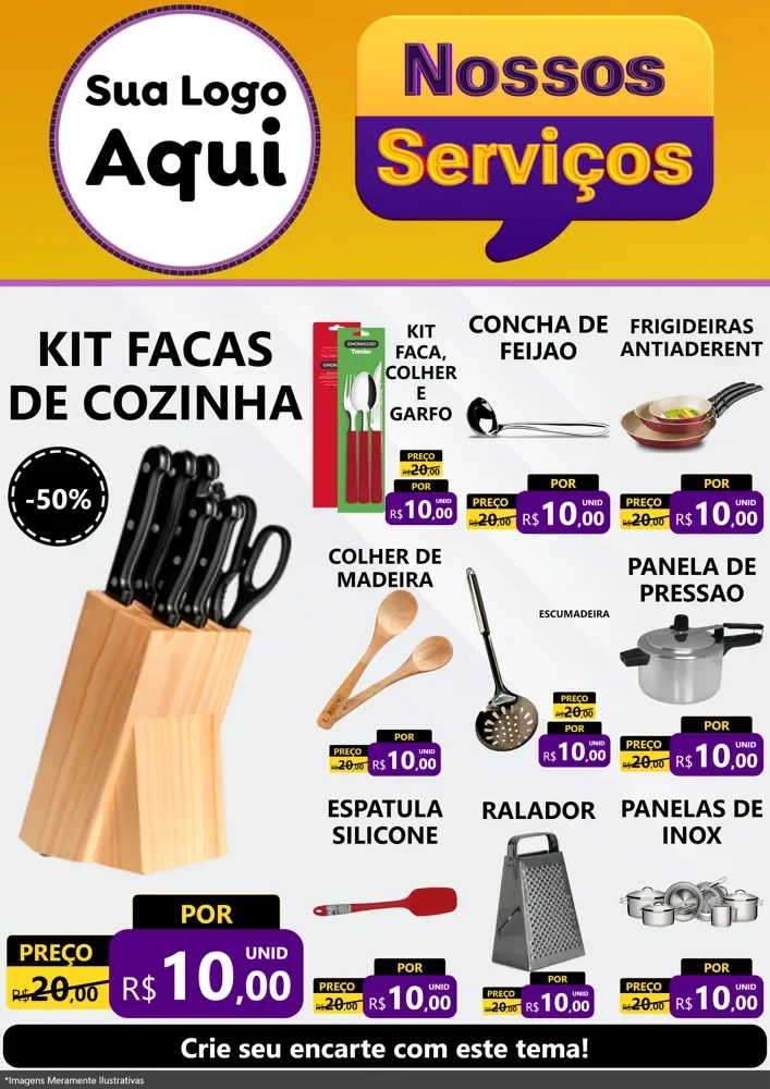 Modelo de Encarte para Encarte A4 Vertical com o tema Nossos Serviços para Utilidades Domésticas