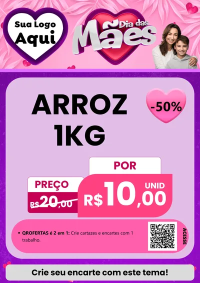 Modelo de Cartaz para Cartaz A4 Vertical com o tema Dia das Mães para Supermercado