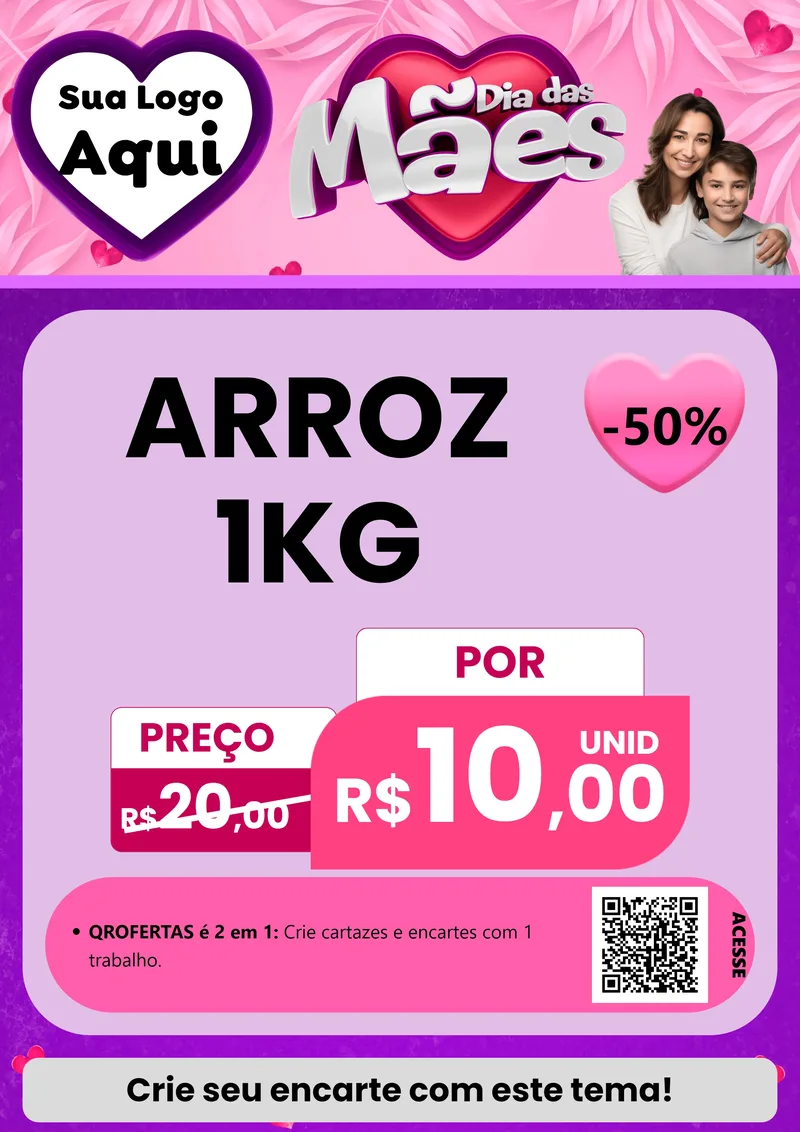 Modelo de Cartaz para Cartaz A4 Vertical com o tema Dia das Mães para Supermercado