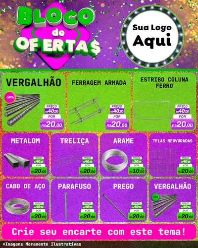 Modelo de Rede Social para Feed Instagram com o tema Bloco de Ofertas para Ferragens