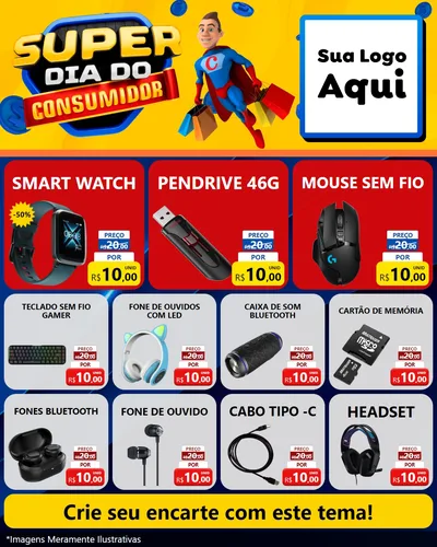 Modelo de Rede Social para Feed Instagram com o tema Super Dia do Consumidor para Informática