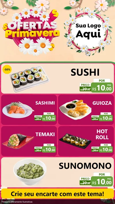Modelo de TV para TV Vertical com o tema Ofertas de Primavera para Comida japonesa