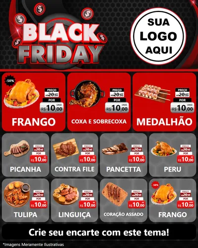 Modelo de Rede Social para Feed Instagram com o tema Black Friday para Assados