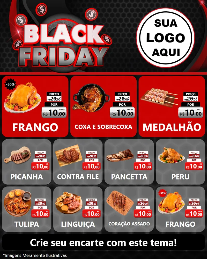 Modelo de Rede Social para Feed Instagram com o tema Black Friday para Assados