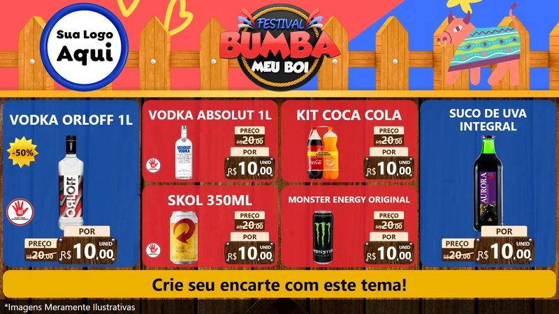 Modelo de TV para TV Horizontal com o tema Festival Bumba Meu Boi para Distribuidora de bebidas