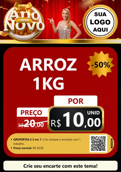 Modelo de Cartaz para Cartaz A4 Vertical com o tema Super Ano Novo para Supermercado