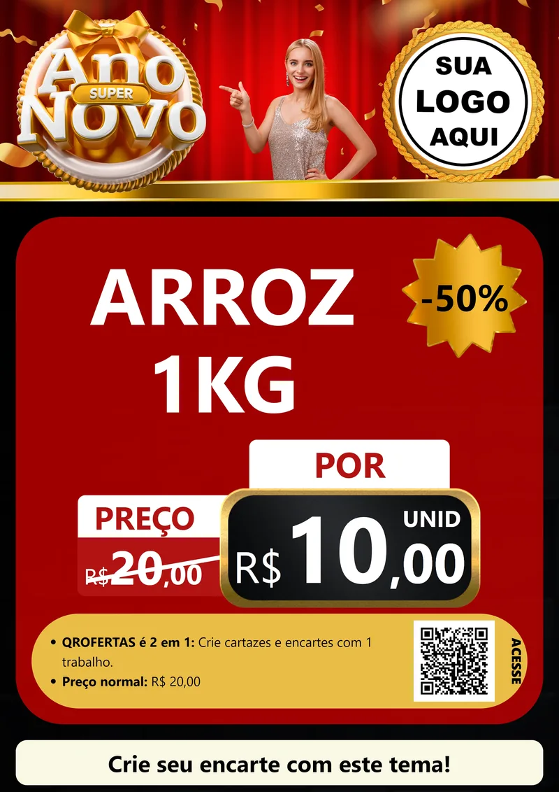 Modelo de Cartaz para Cartaz A4 Vertical com o tema Super Ano Novo para Supermercado