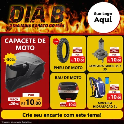 Modelo de Rede Social para Feed Facebook com o tema Dia B para Moto peças