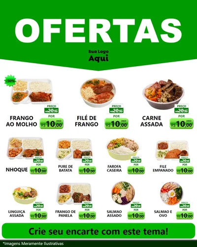Modelo de Rede Social para Feed Instagram com o tema Ofertas Verde Cartaz para Restaurante