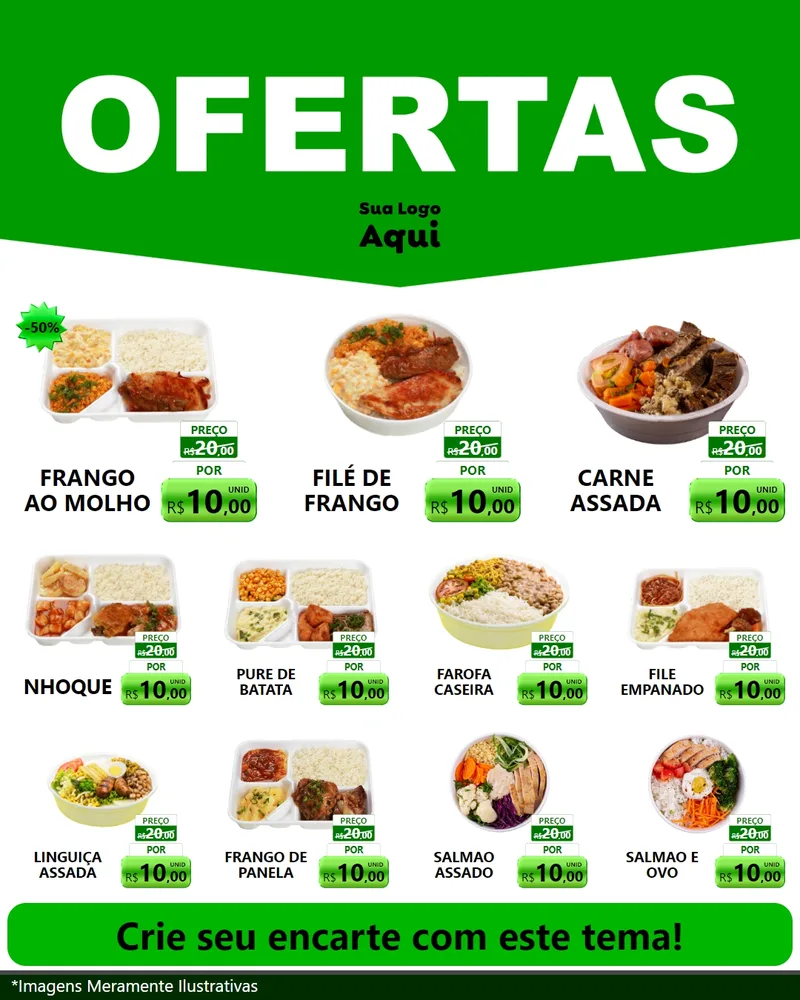 Modelo de Rede Social para Feed Instagram com o tema Ofertas Verde Cartaz para Restaurante