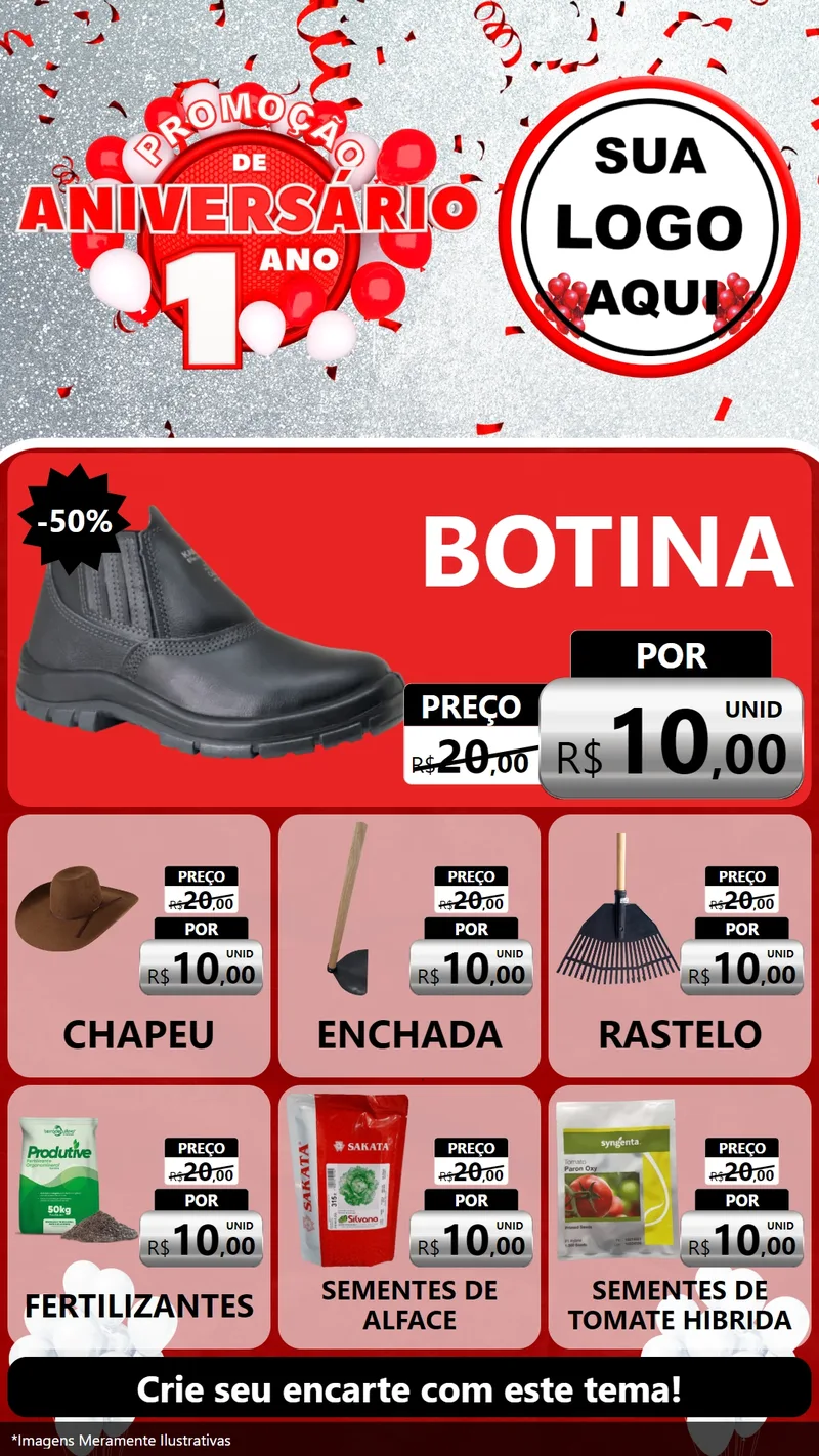 Modelo de Rede Social para Stories com o tema Promoção de Aniversário - 1 Ano para Agropecuária