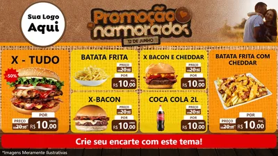 Modelo de TV para TV Horizontal com o tema Promoção Namorados para Hamburgueria