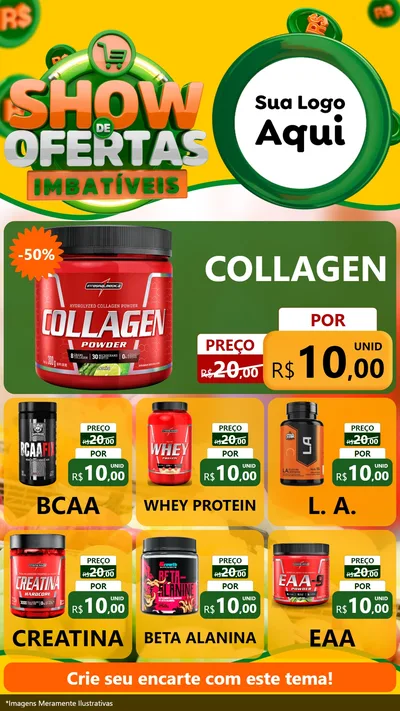 Modelo de Rede Social para Stories com o tema Show de Ofertas Imbatíveis para Suplementos alimentares