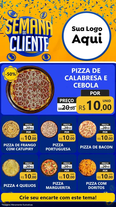 Modelo de Rede Social para Stories com o tema Semana do Cliente para Pizzaria
