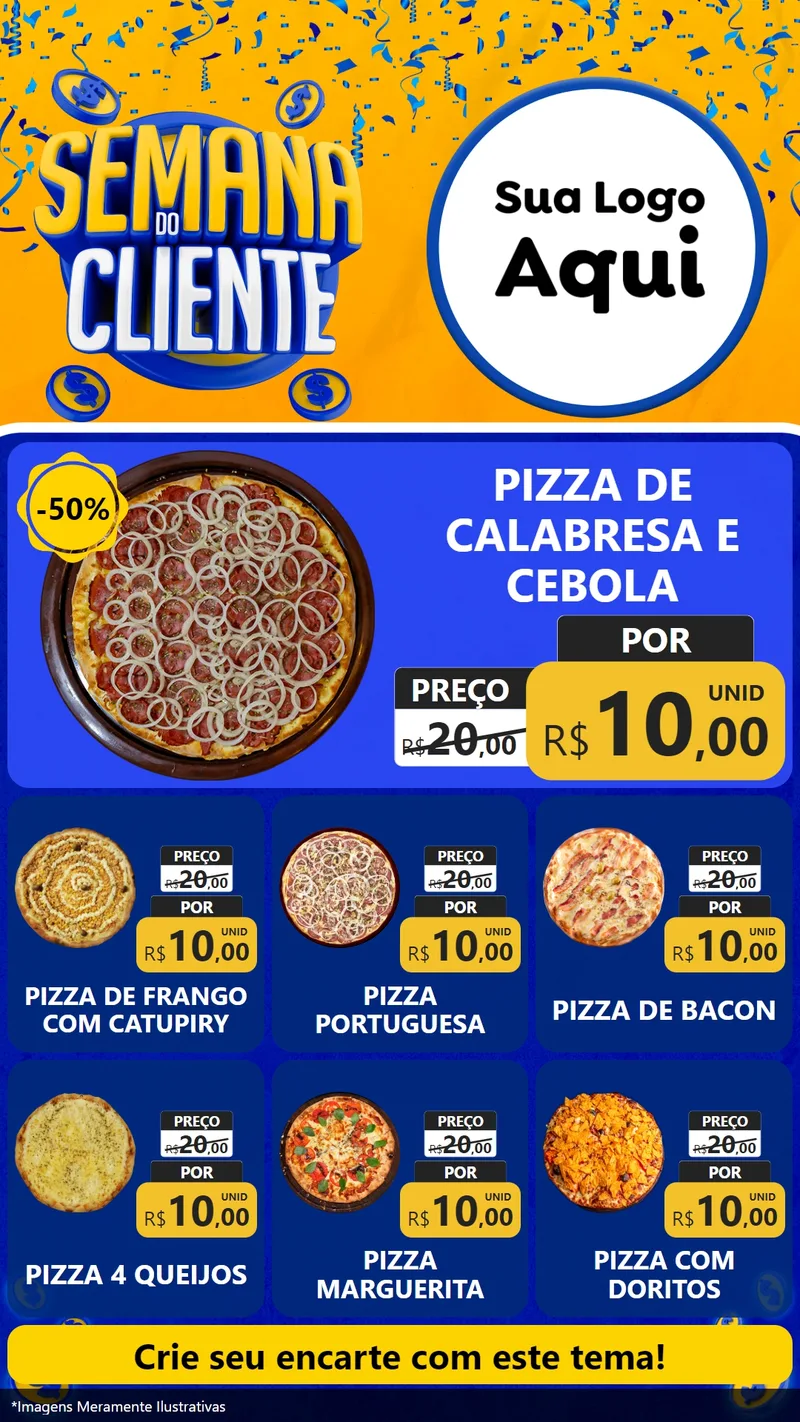 Modelo de Rede Social para Stories com o tema Semana do Cliente para Pizzaria