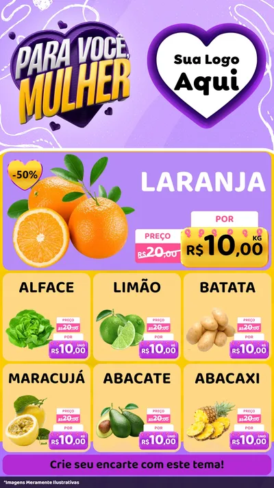 Modelo de Rede Social para Stories com o tema Para Você, Mulher para Hortifrúti