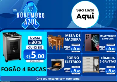Modelo de Encarte para Encarte A4 Horizontal com o tema Novembro Azul para Móveis e Eletro