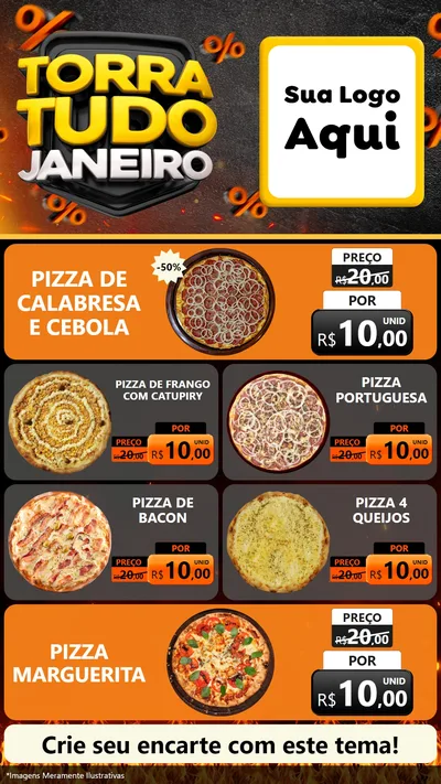 Modelo de TV para TV Vertical com o tema Torra Tudo Janeiro para Pizzaria