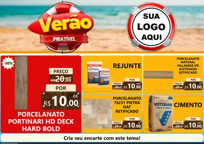 Modelo de Encarte para Encarte A4 Horizontal com o tema Verão Imbatível para Pisos e revestimentos