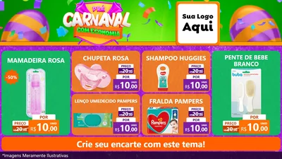 Modelo de TV para TV Horizontal com o tema Pré-Carnaval Com Economia para Bebês