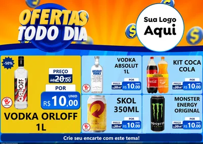 Modelo de Encarte para Encarte A4 Horizontal com o tema Ofertas Todo Dia para Distribuidora de bebidas