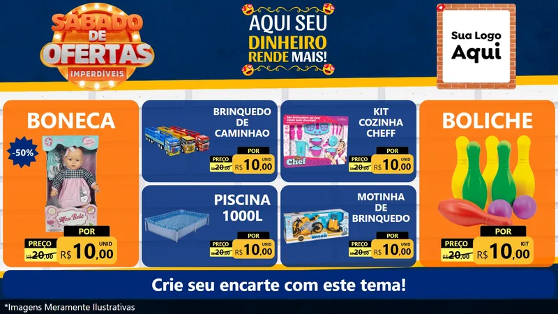 Modelo de TV para TV Horizontal com o tema Sábado de Ofertas Imperdíveis para Brinquedos