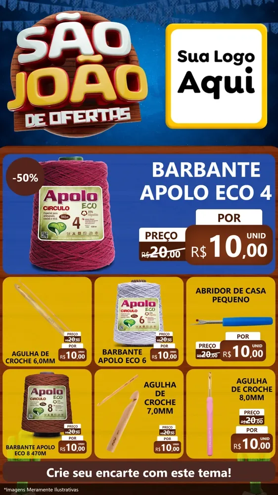 Modelo de Rede Social para Stories com o tema São João Ofertas Imbatíveis! - Junina para Armarinho e Aviamentos