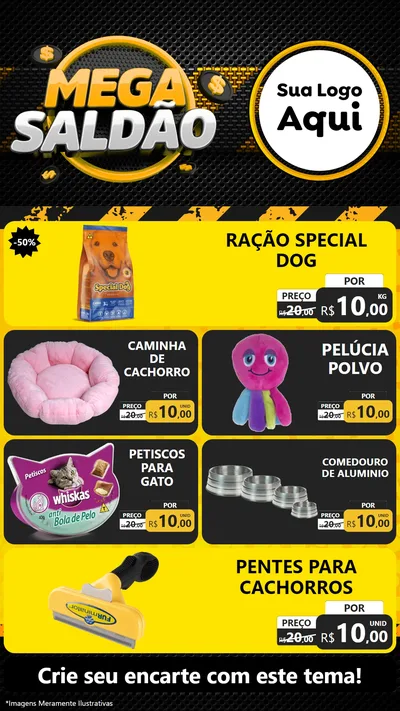 Modelo de TV para TV Vertical com o tema Mega Saldão para Pet Shop