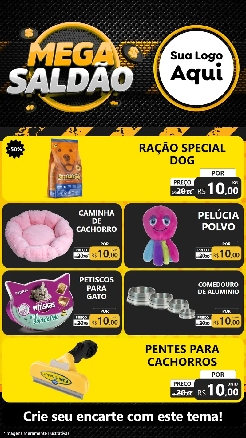 Modelo de TV para TV Vertical com o tema Mega Saldão para Pet Shop