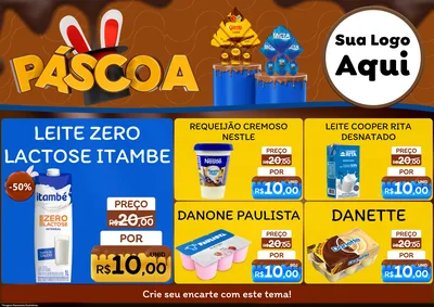 Modelo de Encarte para Encarte A4 Horizontal com o tema Páscoa para Frios e Laticínios