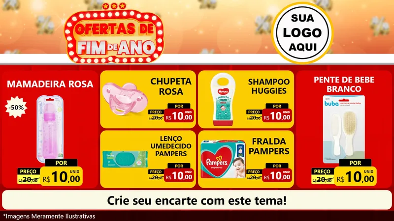 Modelo de TV para TV Horizontal com o tema Ofertas de Fim de Ano para Bebês