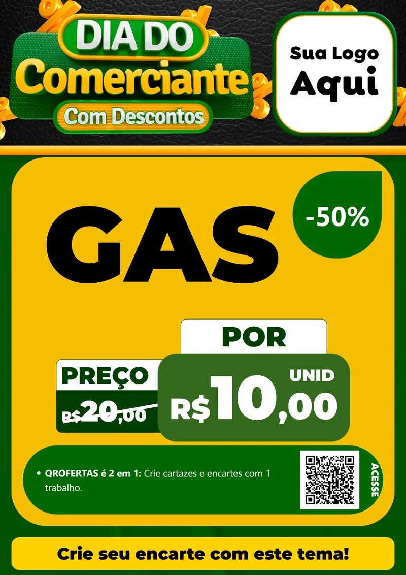 Modelo de Cartaz para Cartaz A4 Vertical com o tema Dia do Comerciante com Descontos para Água e gás