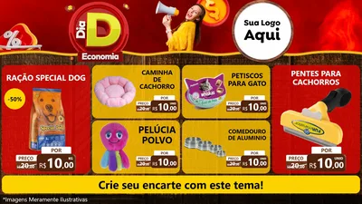 Modelo de TV para TV Horizontal com o tema Dia D Economia para Pet Shop