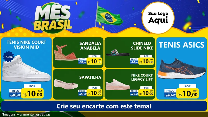 Modelo de TV para TV Horizontal com o tema Mês do Brasil para Calçados