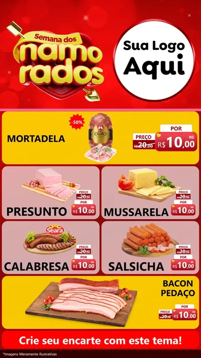 Modelo de TV para TV Vertical com o tema Semana dos namorados para Frios e Laticínios
