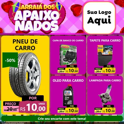 Modelo de Rede Social para Feed Facebook com o tema Arraiá dos Apaixonados para Auto peças