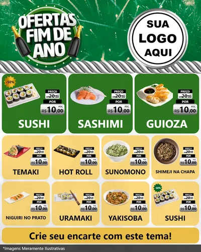 Modelo de Rede Social para Feed Instagram com o tema Ofertas Fim de Ano para Comida japonesa