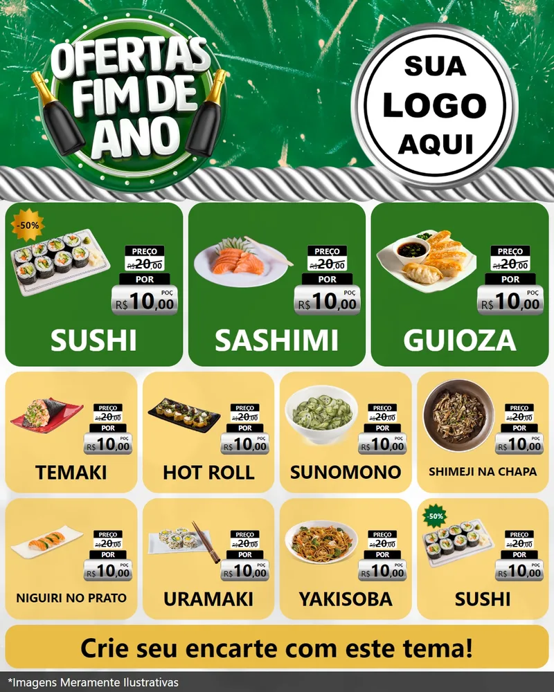 Modelo de Rede Social para Feed Instagram com o tema Ofertas Fim de Ano para Comida japonesa