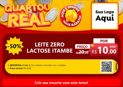 Modelo de Cartaz para Cartaz A4 Horizontal com o tema Quartou do Real para Frios e Laticínios