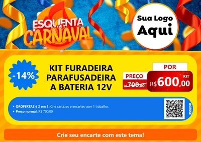 Modelo de Cartaz para Cartaz A4 Horizontal com o tema Esquenta de Carnaval para Maquinas e Ferramentas