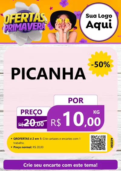 Modelo de Cartaz para Cartaz A4 Vertical com o tema Ofertas Da Primavera para Açougue