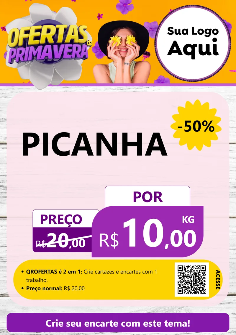 Modelo de Cartaz para Cartaz A4 Vertical com o tema Ofertas Da Primavera para Açougue