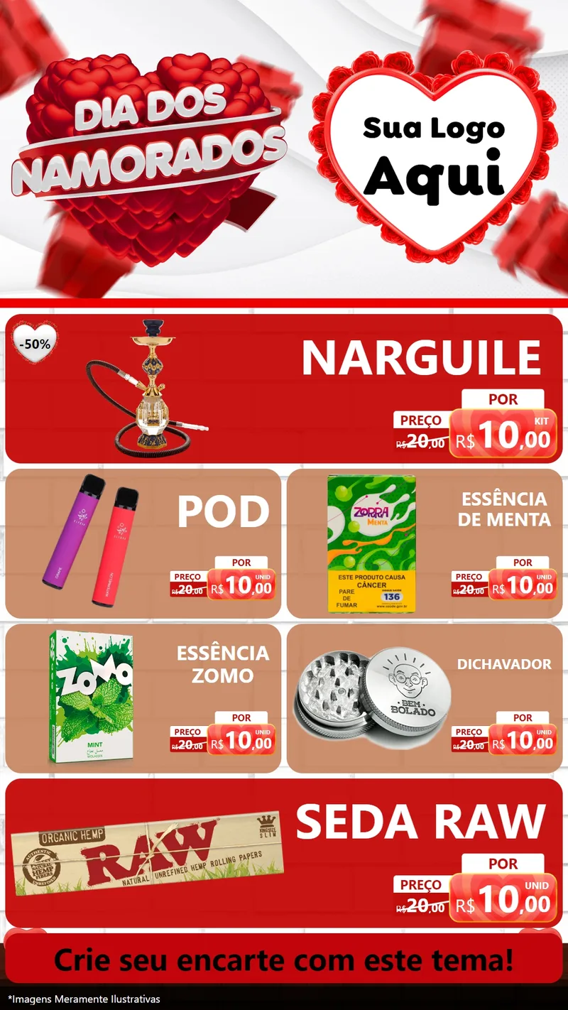 Modelo de TV para TV Vertical com o tema Dia dos Namorados para Tabacaria