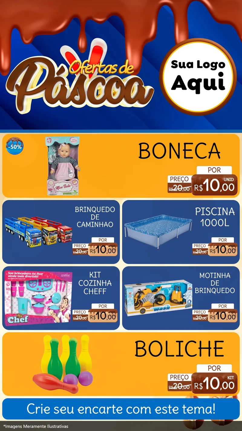 Modelo de TV para TV Vertical com o tema Ofertas de Páscoa para Brinquedos