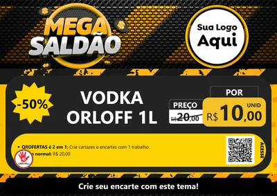 Modelo de Cartaz para Cartaz A4 Horizontal com o tema Mega Saldão para Distribuidora de bebidas
