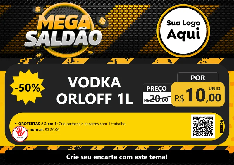 Modelo de Cartaz para Cartaz A4 Horizontal com o tema Mega Saldão para Distribuidora de bebidas