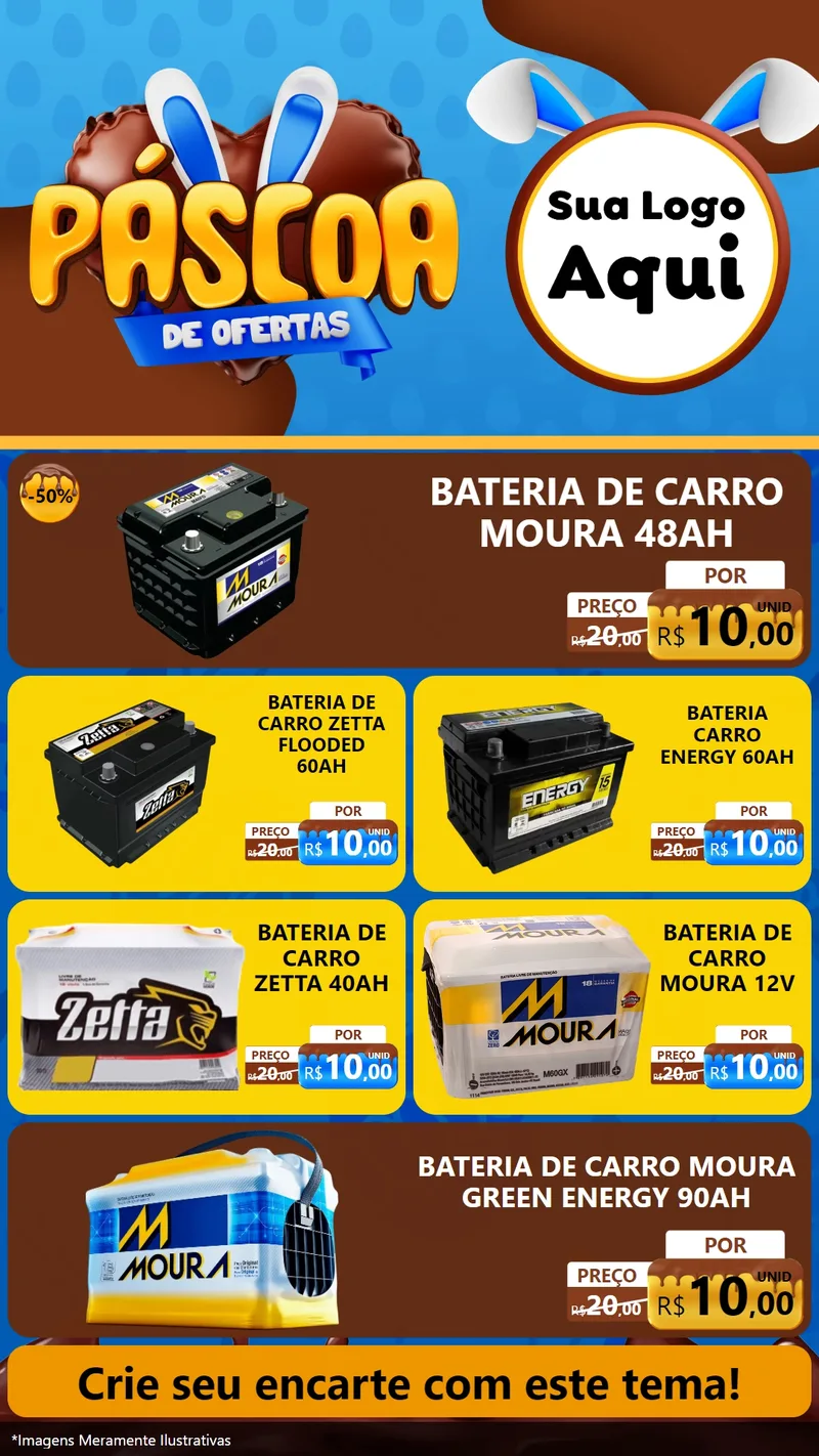Modelo de TV para TV Vertical com o tema Páscoa de Ofertas para Baterias Elétricas