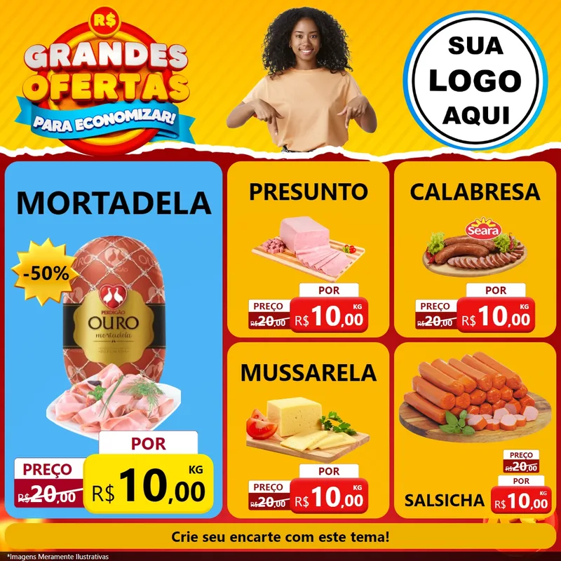 Modelo de Rede Social para Feed Facebook com o tema Grandes Ofertas Para Economizar! para Frios e Laticínios